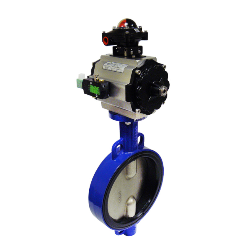 Поворотный затвор дисковый межфланц. (GG20/CF8M) DN65// Управление пневмопривод дв. действия(воздух/воздух)/Т-20*С…+80*С