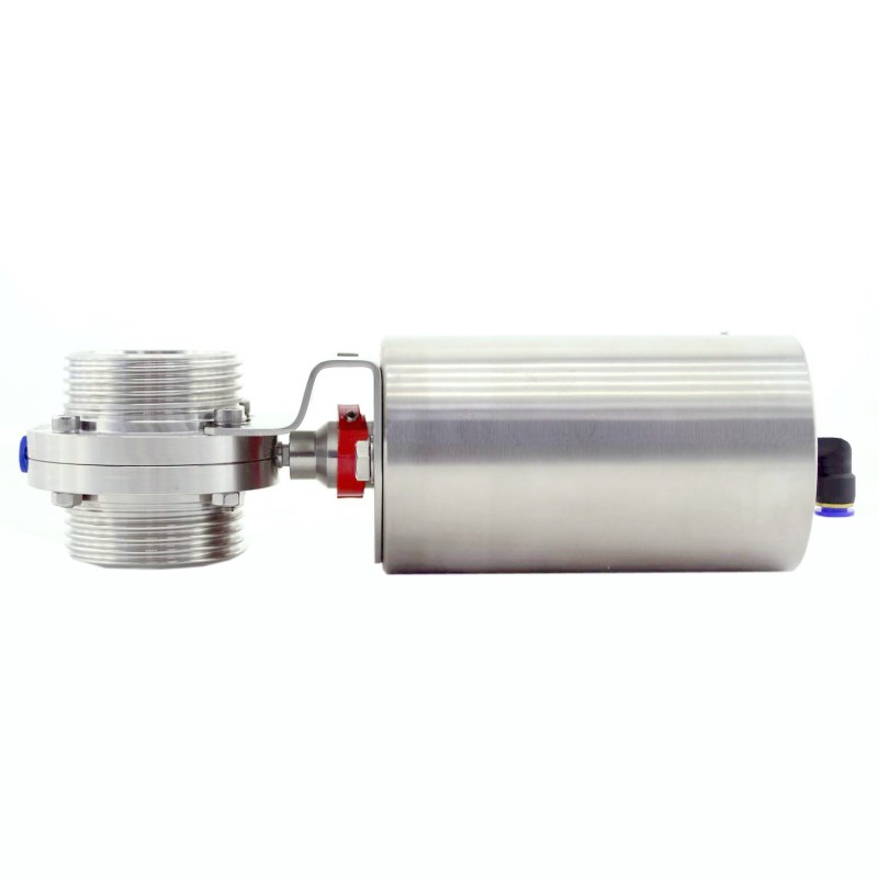 Затвор дисковый нержавеющий Р-Р DN50 AISI 304, DIN // Управление пневмопривод вертикальный од. действия (воздух/пружина)